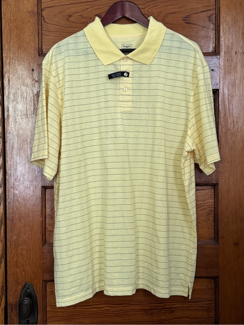 Haggar Men’s Yellow Striped Polo Shirt Size XL
